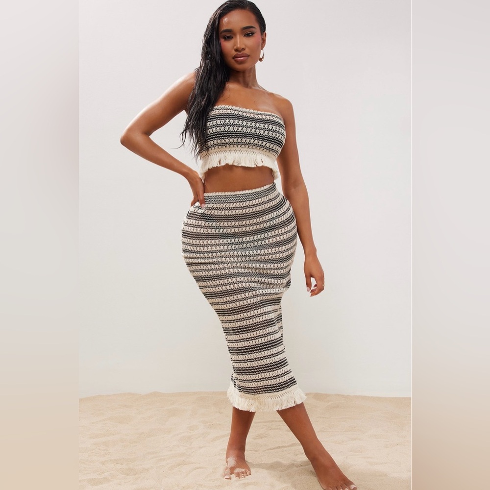 Coverup skirt set - white/black M